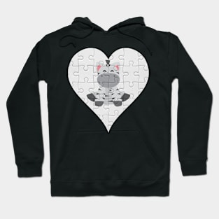 Jigsaw  Zebra Heart Design - Wild Animal Zebra Hoodie